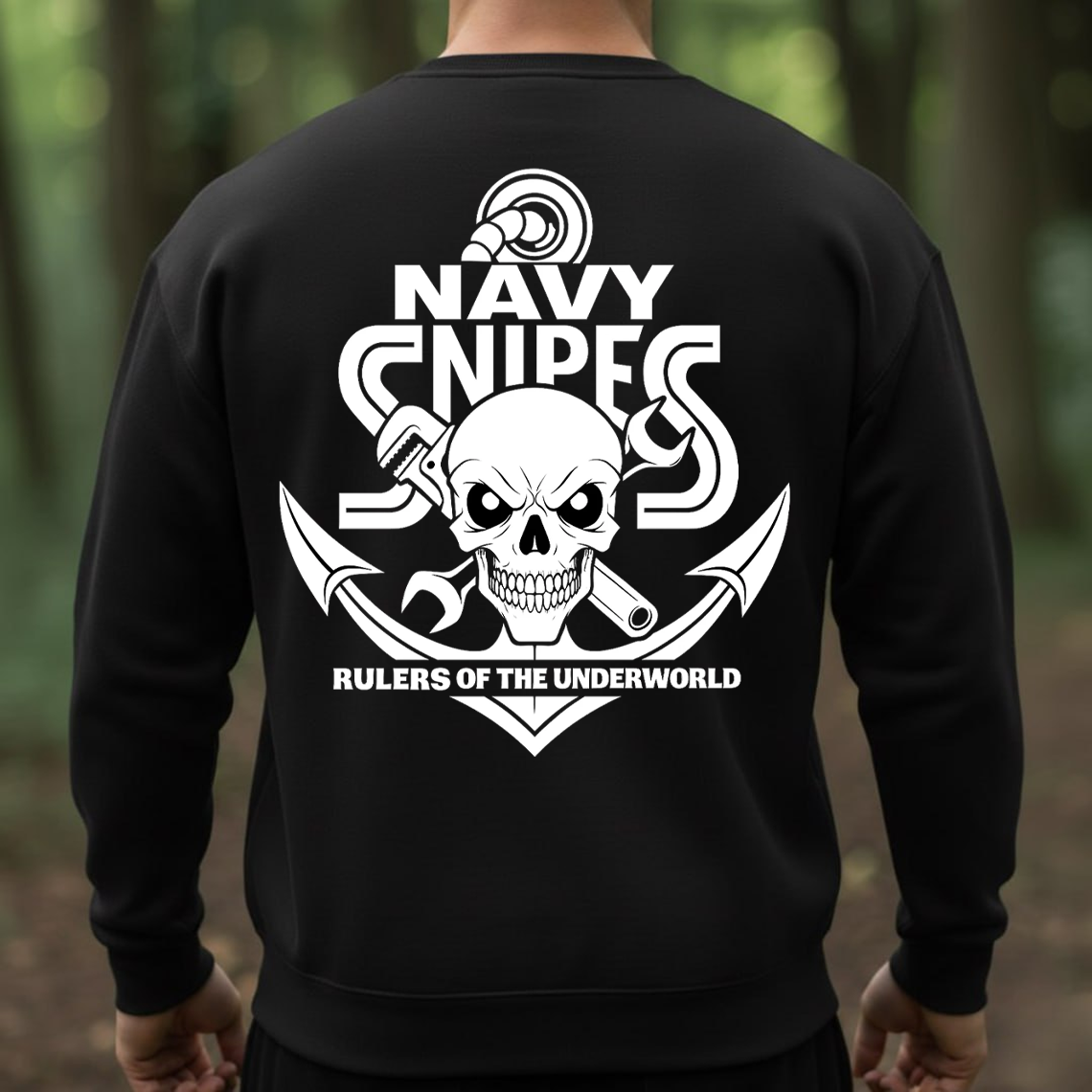 Navy Snipes T-Shirt, Sweatshirt, Hoodie – Rulers of the Underworld Skull Anchor Tee, Proud Navy Mechanic Military Shirt for Veterans and Sailors