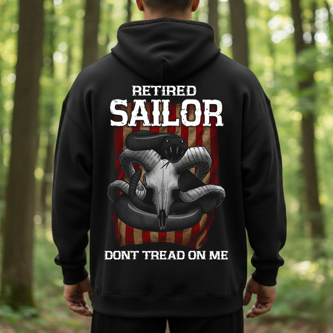 Retired Sailor Shirt, Sweatshirt, Hoodie – Don’t Tread On Me Snake Design, Proud Navy Veteran Gift, Patriotic Military T-Shirt for Men