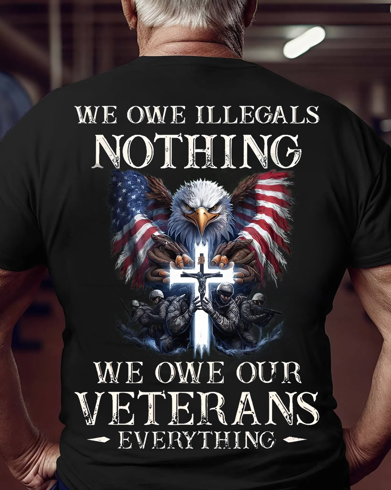 Veteran Tribute T-Shirt – Honoring Our Heroes with Eagle and Cross Design