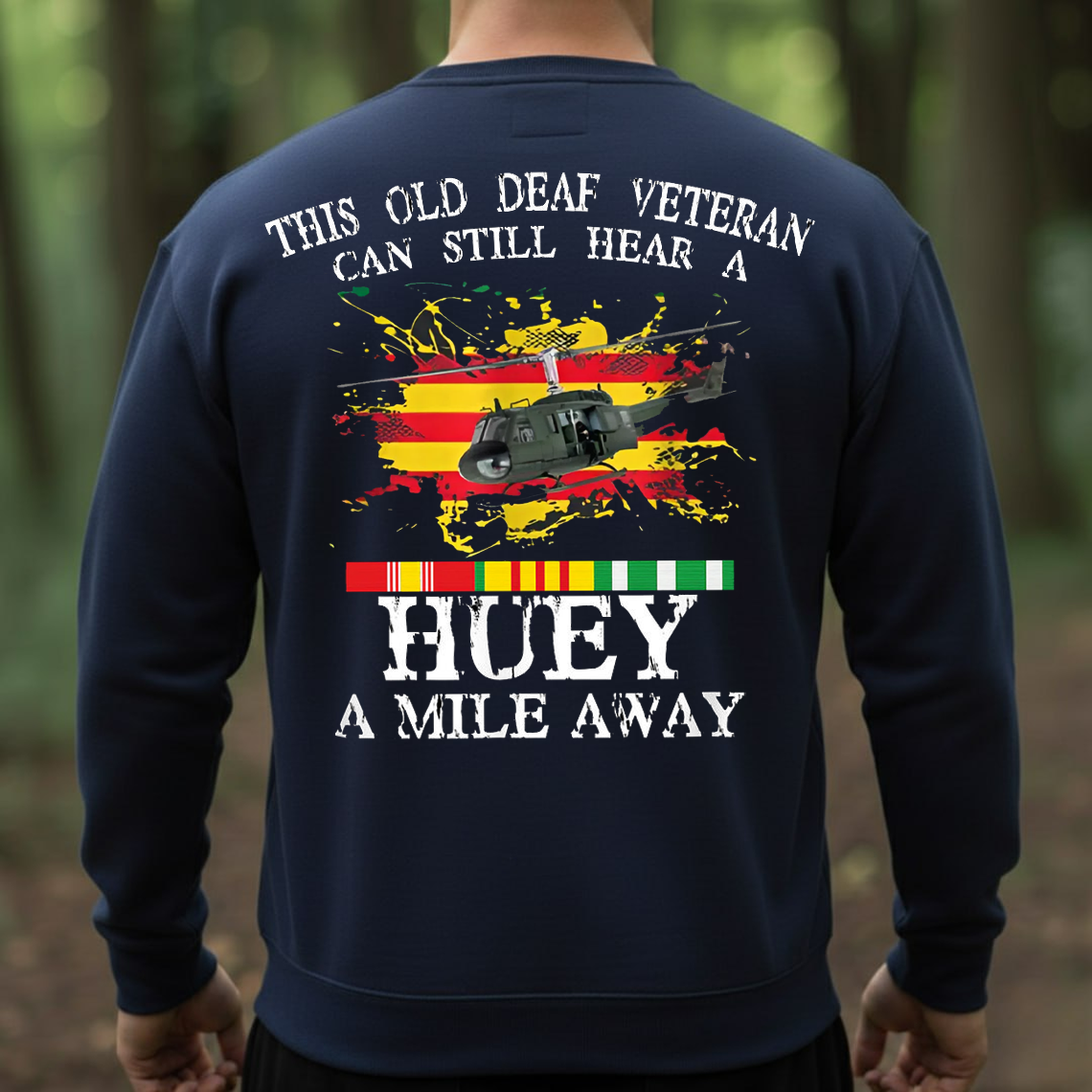 Vietnam Veteran Huey Helicopter T-Shirt, Old Deaf Veteran Military Pride Tee