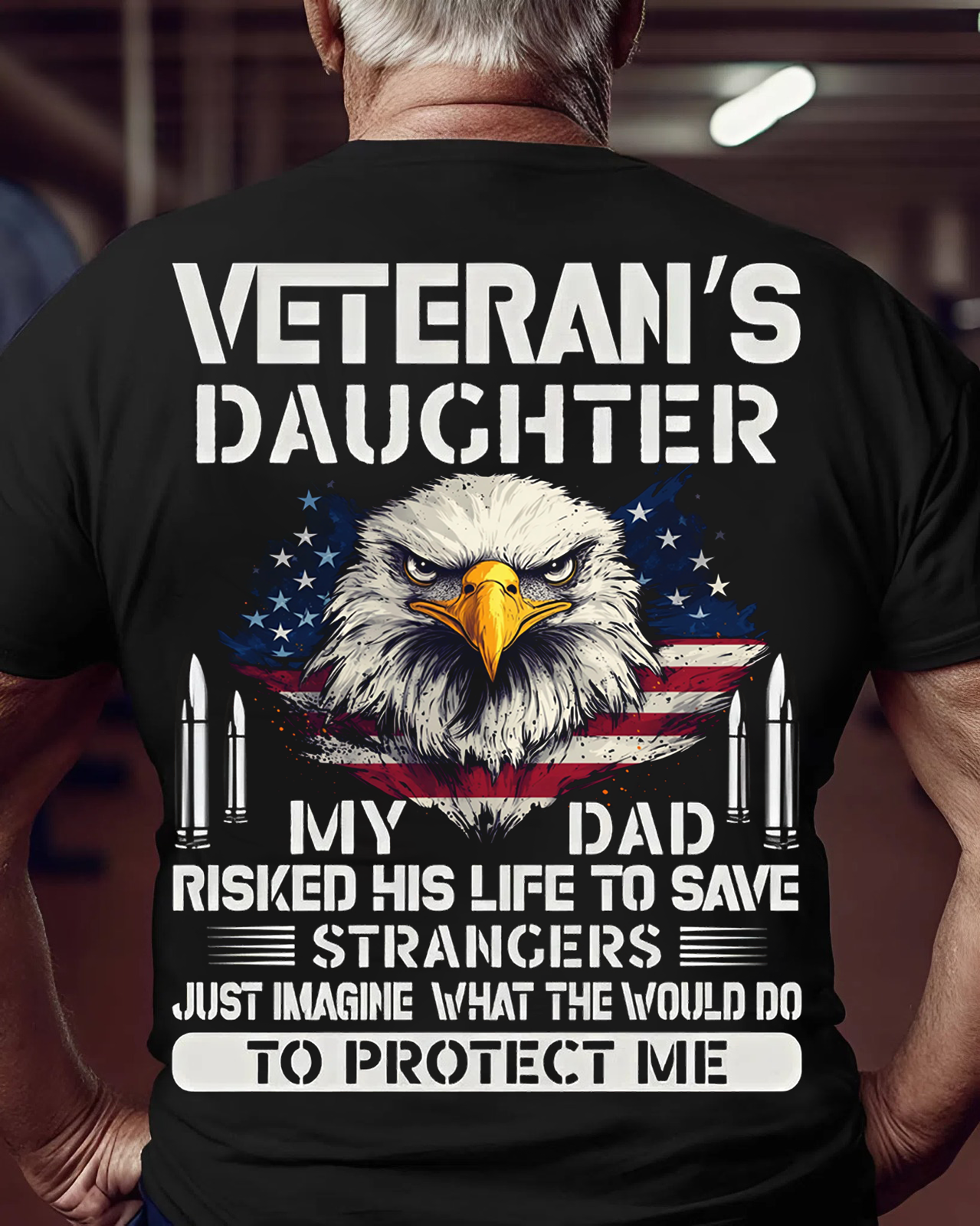 Veteran’s Daughter T-Shirt – Proud Military Family Apparel with Bald Eagle & Patriotic Quote