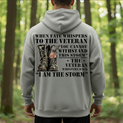 I Am The Storm Veteran Shirt, Sweatshirt, Hoodie – Patriotic Military T-Shirt for Men, American Flag Soldier Tee