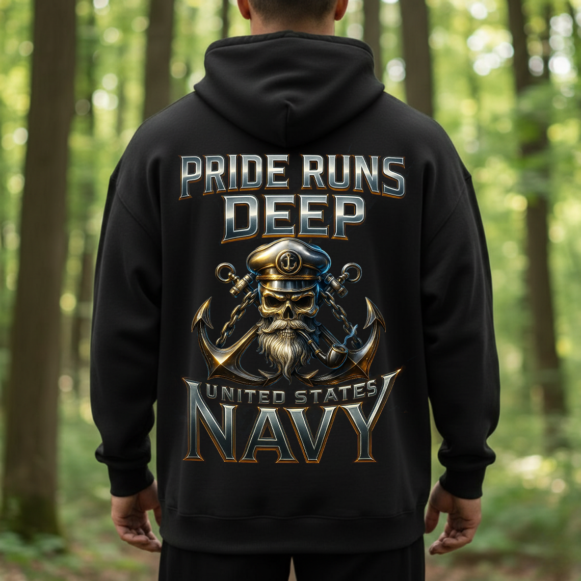 Pride Runs Deep United States Navy T-Shirt, Sweatshirt, Hoodie – US Navy Veteran Skull Anchor Military Pride Tee