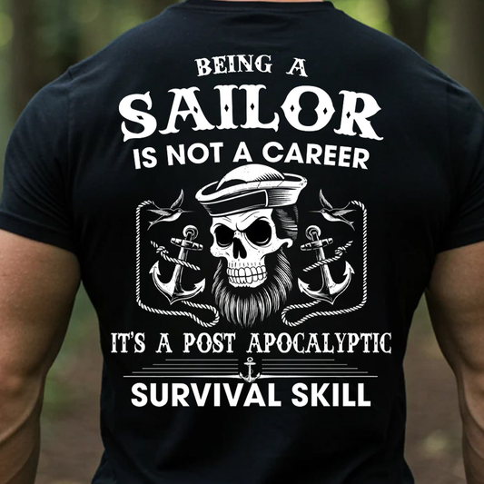 Sailor T-Shirt, Post Apocalyptic Survival Skill Sailor Skull Graphic Tee
