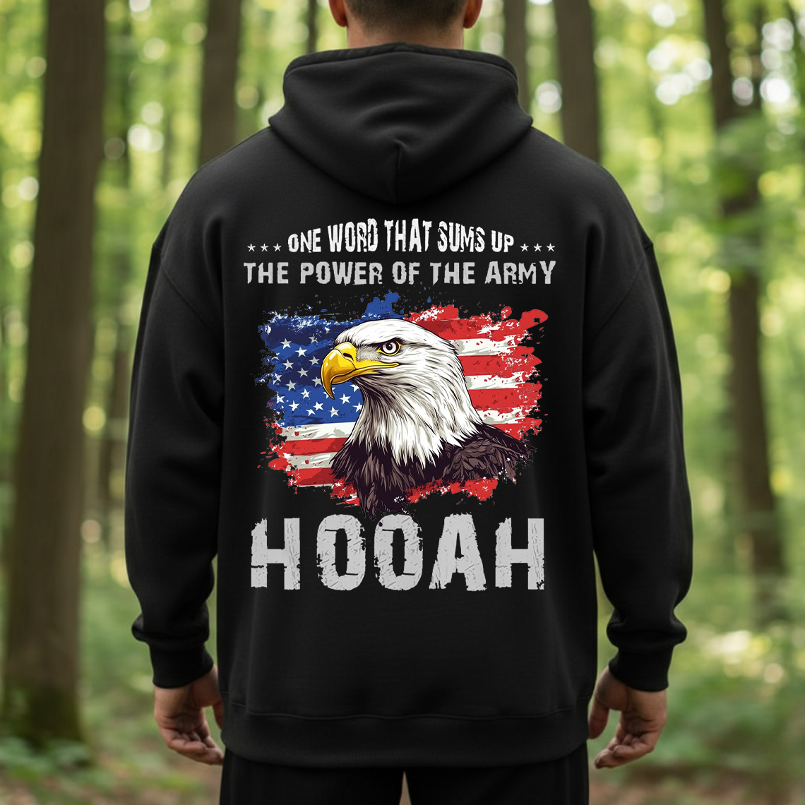 Hooah Army T-Shirt – One Word That Sums Up the Power of the Army Patriotic Bald Eagle Military Tee