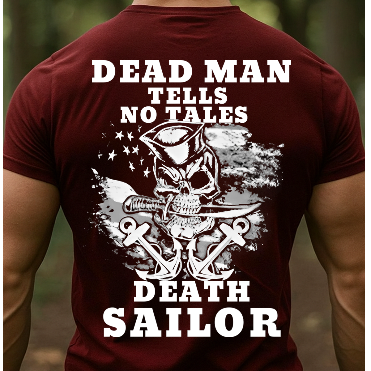 Dead Man Tells No Tales T-Shirt – Death Sailor Skull Anchor Design for Navy Veterans
