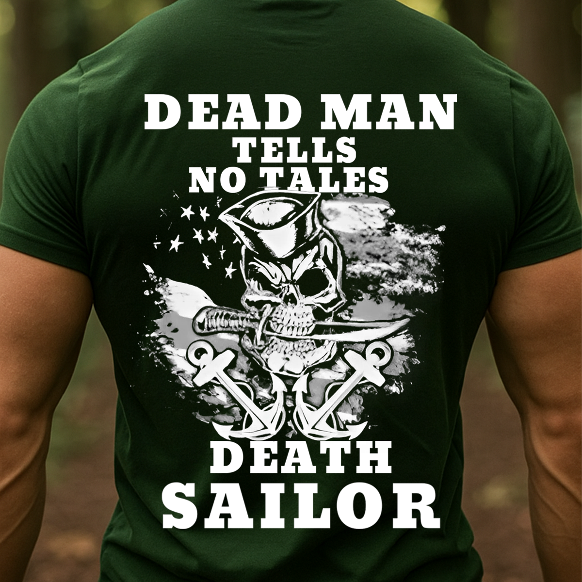 Dead Man Tells No Tales T-Shirt – Death Sailor Skull Anchor Design for Navy Veterans