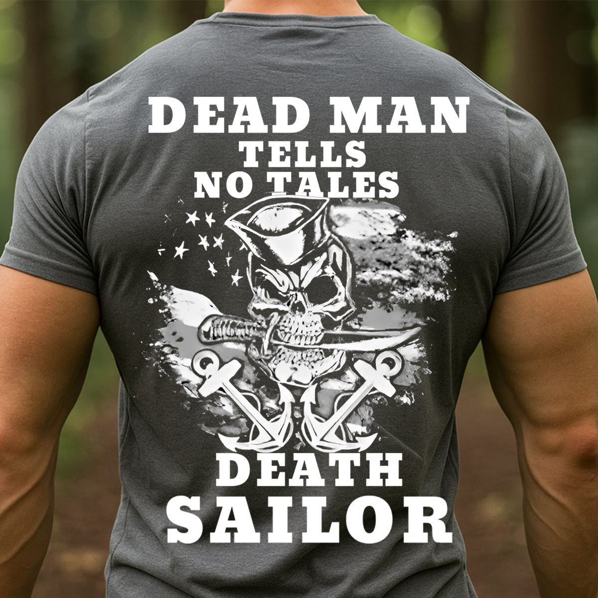 Dead Man Tells No Tales T-Shirt – Death Sailor Skull Anchor Design for Navy Veterans