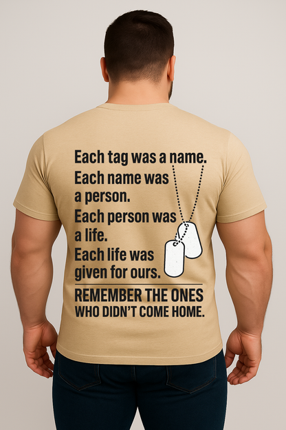 Veteran Memorial T-Shirt – Remember the Fallen Soldiers, Military Dog Tag Shirt, Patriotic Army Veteran Gift