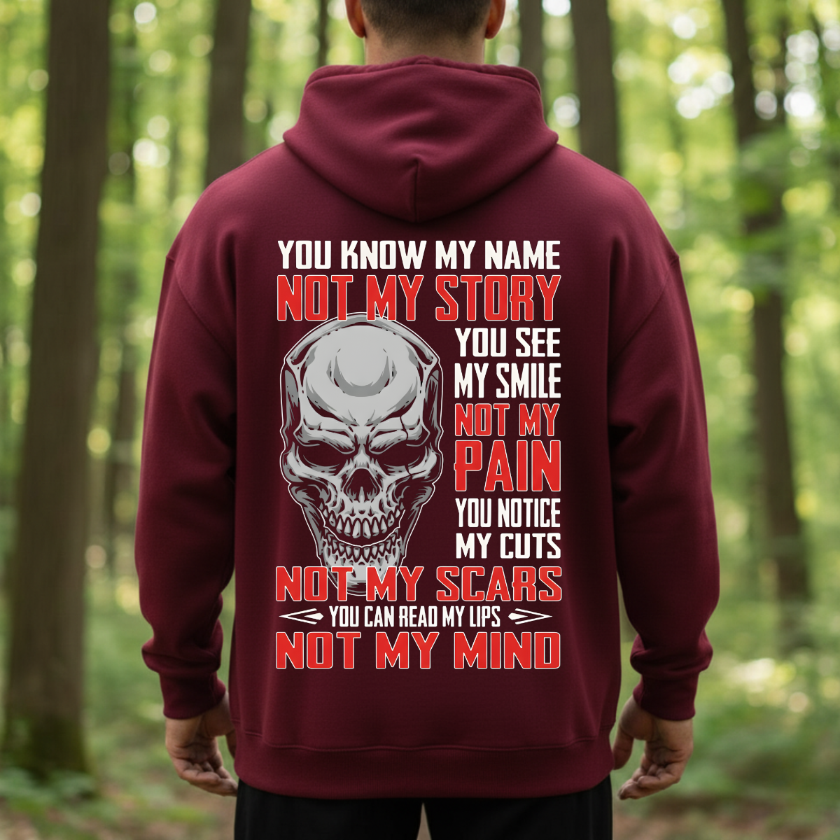 Motivational T-Shirt, Sweatshirt, Hoodie – You Know My Name Not My Story – Veterans Apparel, Skull Graphic Tee