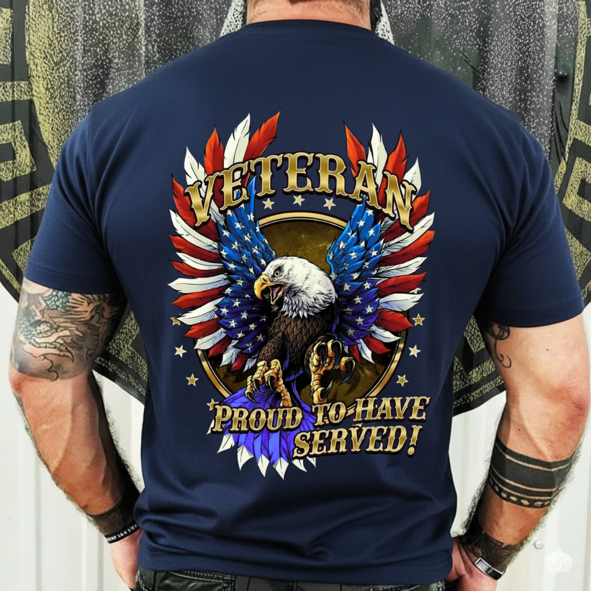 Patriotic T-Shirt, Sweatshirt, Hoodie – Proud Veteran American Eagle Design – Veterans Apparel, US Flag Wings, Military Pride Gift