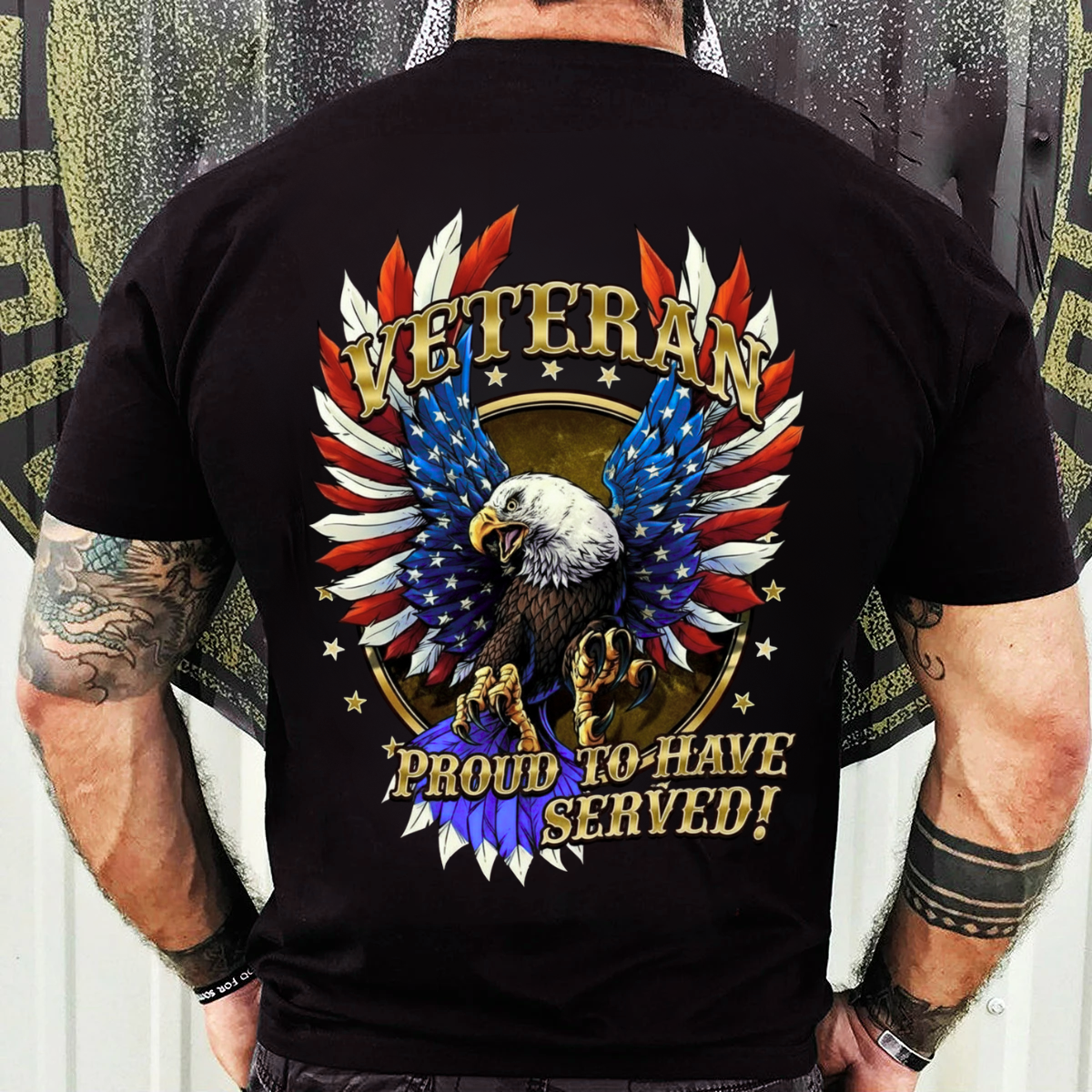 Patriotic T-Shirt, Sweatshirt, Hoodie – Proud Veteran American Eagle Design – Veterans Apparel, US Flag Wings, Military Pride Gift
