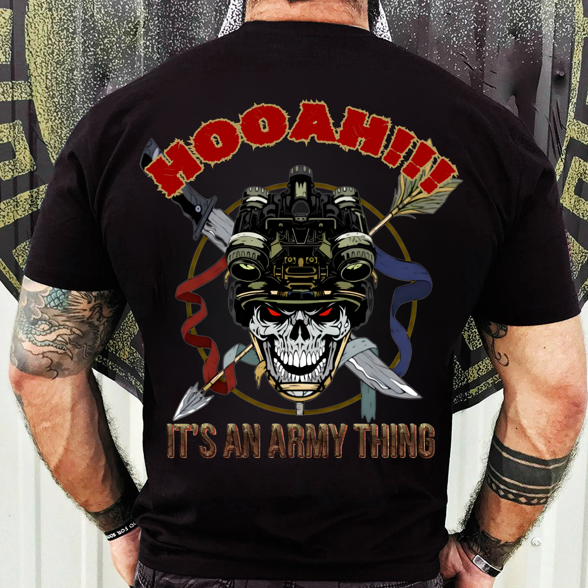 US Army Veteran Shirt – Hooah Military Skull Tee – Proud Soldier Gift