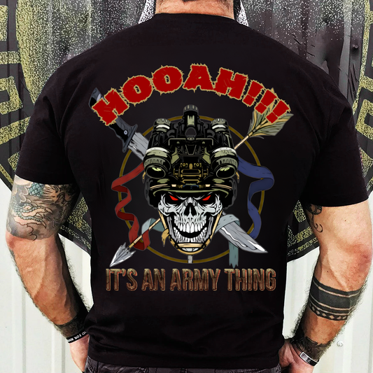 US Army Veteran Shirt – Hooah Military Skull Tee – Proud Soldier Gift