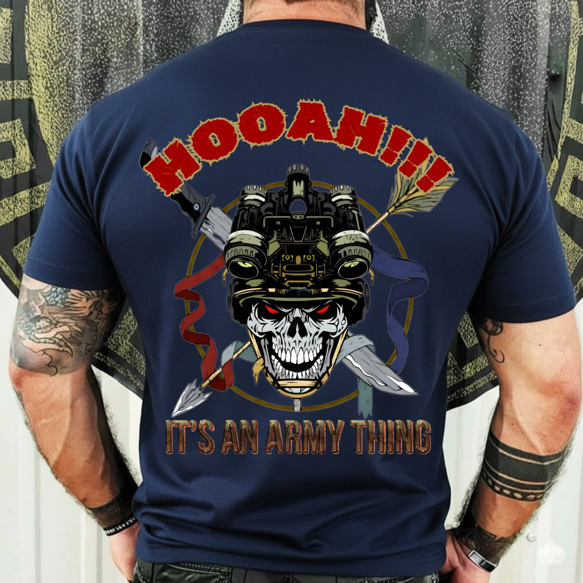 US Army Veteran Shirt – Hooah Military Skull Tee – Proud Soldier Gift
