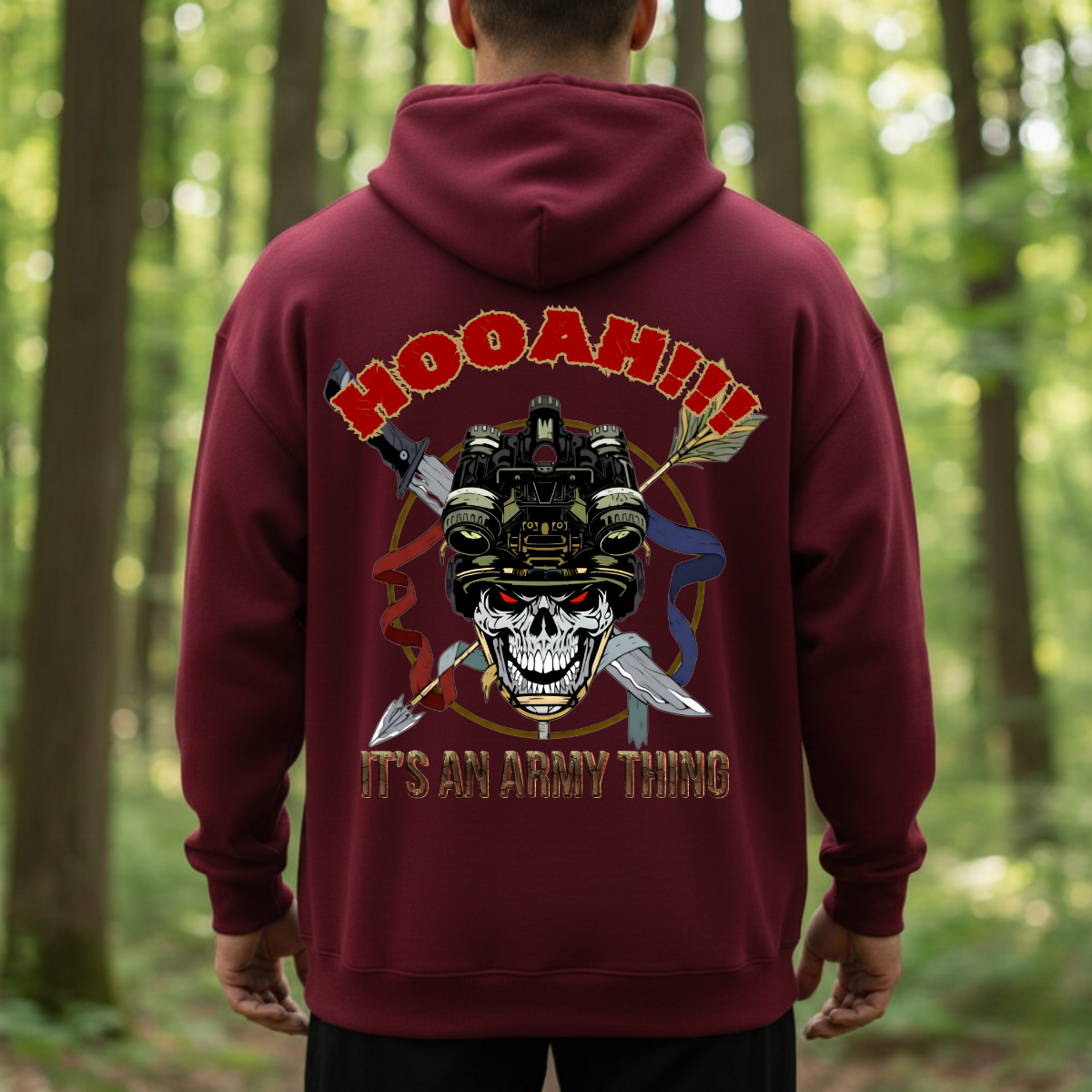 US Army Veteran Shirt – Hooah Military Skull Tee – Proud Soldier Gift