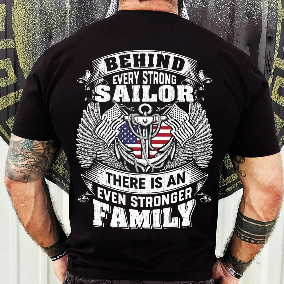 Family Pride T-Shirt, Sweatshirt, Hoodie – Sailor Strength & Support Theme – Military Veteran Clothing, US Flag Design