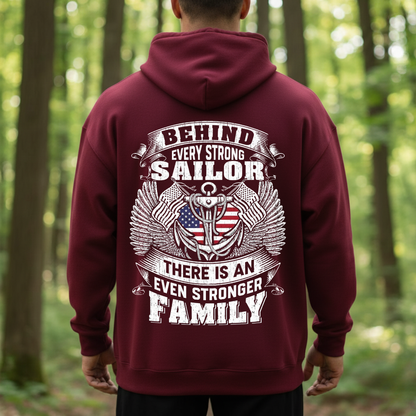 Family Pride T-Shirt, Sweatshirt, Hoodie – Sailor Strength & Support Theme – Military Veteran Clothing, US Flag Design
