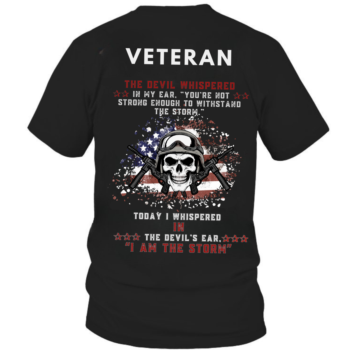 Today I Whispered In The Devil's Ear - I Am The Storm – Bold Military Skull Veteran Tee