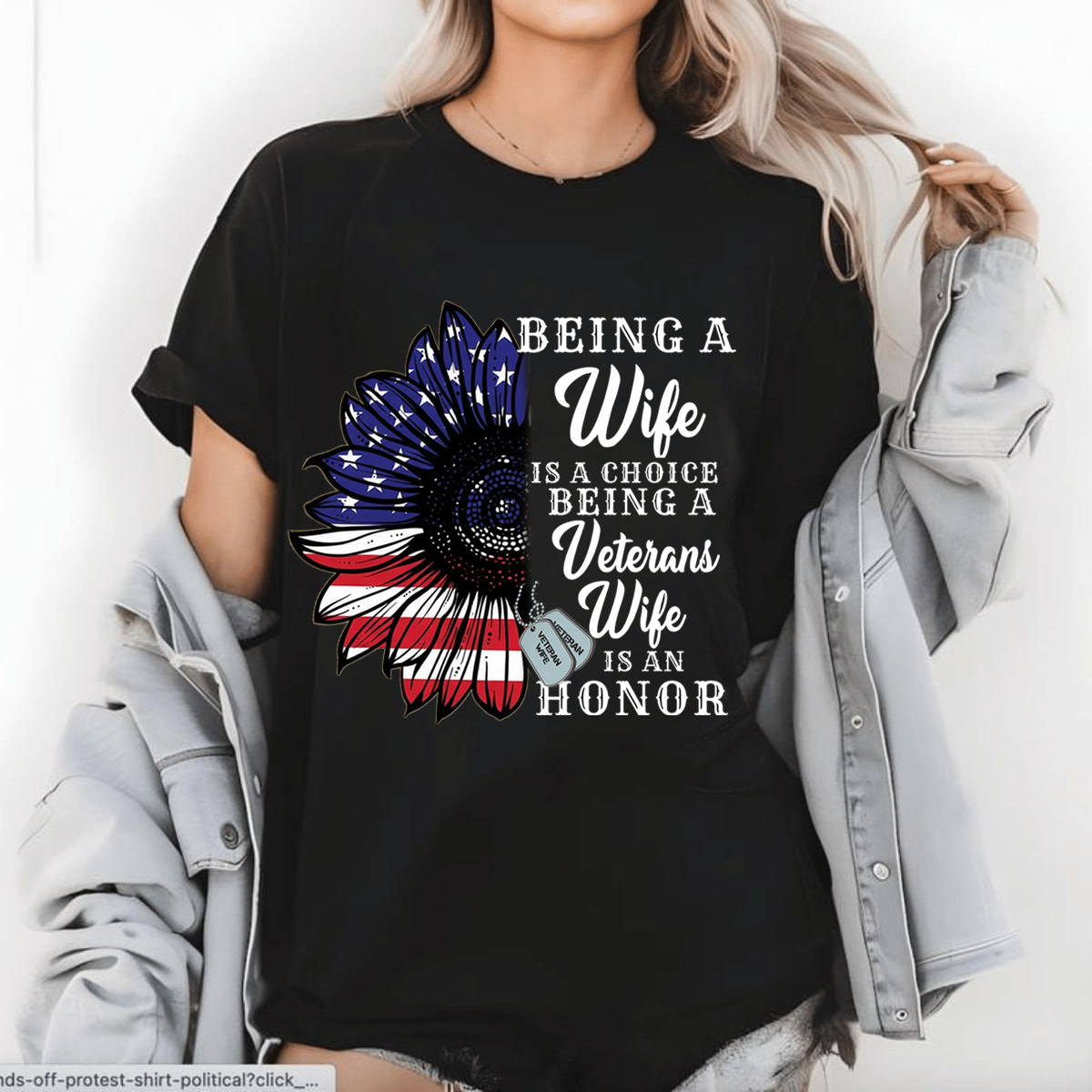 Being a Veteran’s Wife Is an Honor Shirt-Veteran’s Wife Shirt-American Flag Sunflower Veteran’s Wife Gift