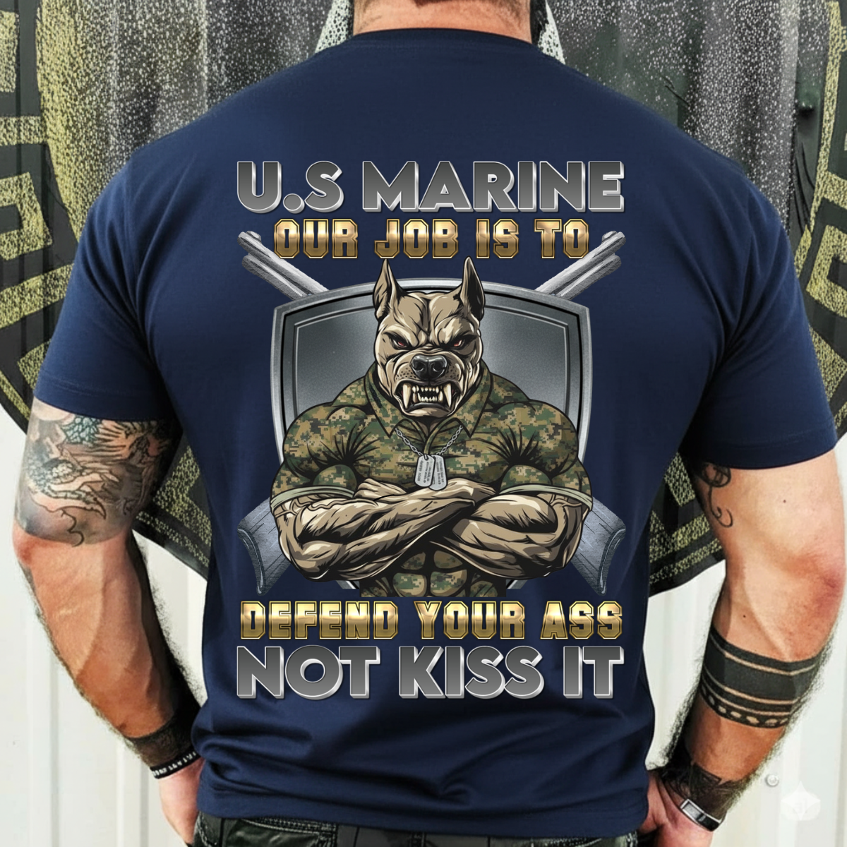 US Marine Shirt – Defend Your Ass Not Kiss It – Funny Military Bulldog Tee