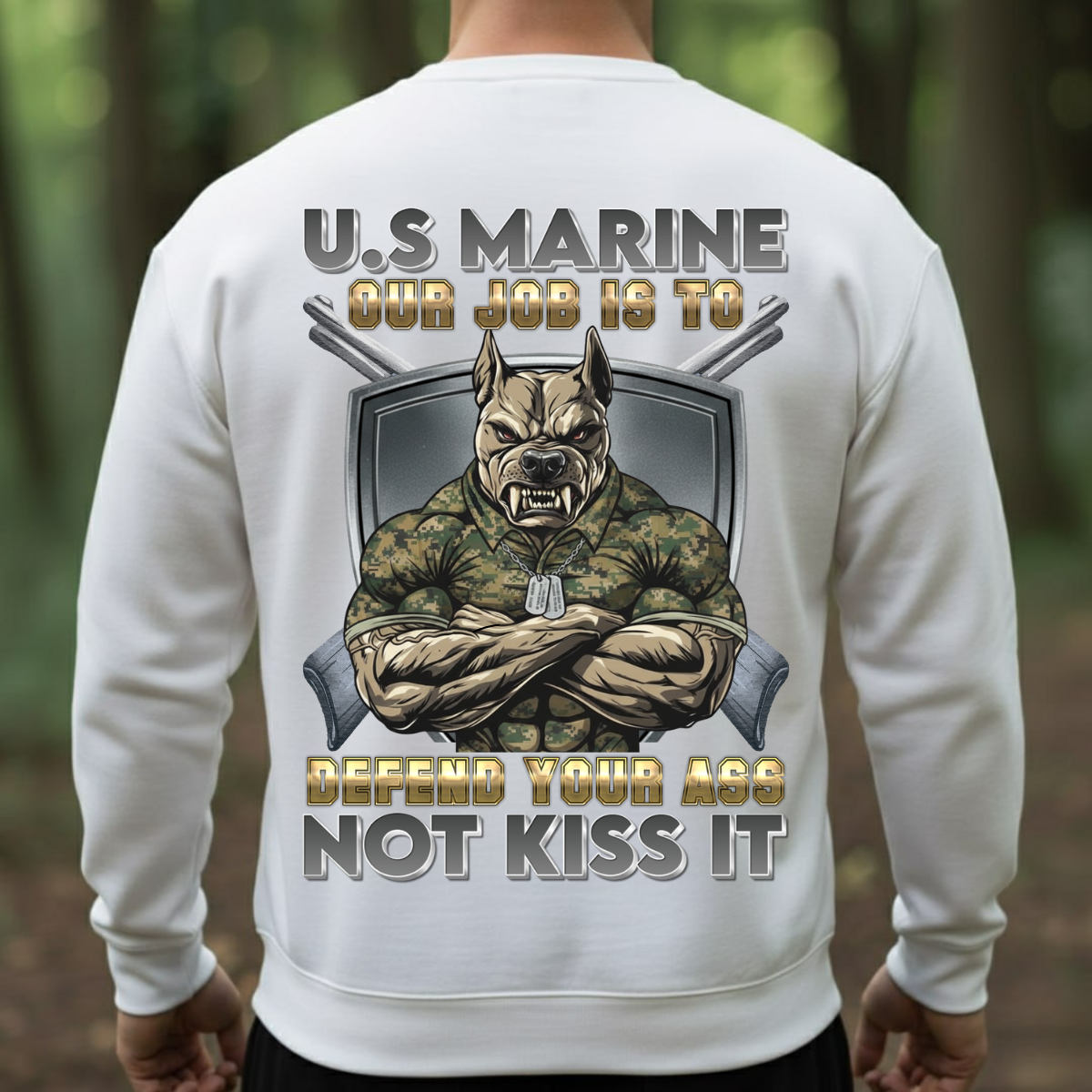 US Marine Shirt – Defend Your Ass Not Kiss It – Funny Military Bulldog Tee