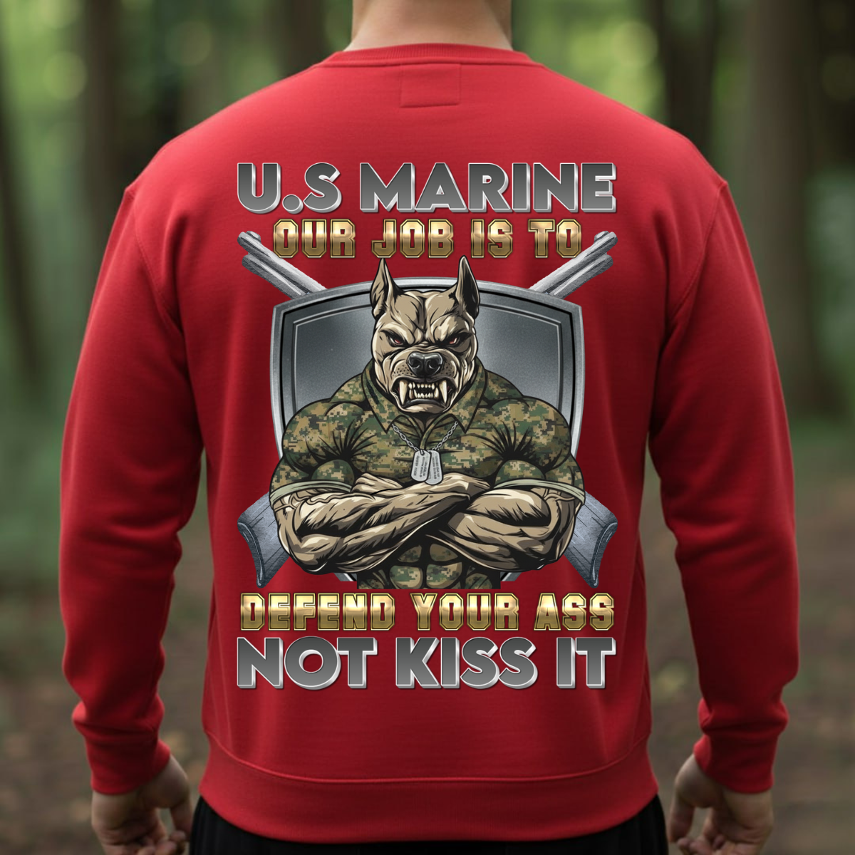 US Marine Shirt – Defend Your Ass Not Kiss It – Funny Military Bulldog Tee