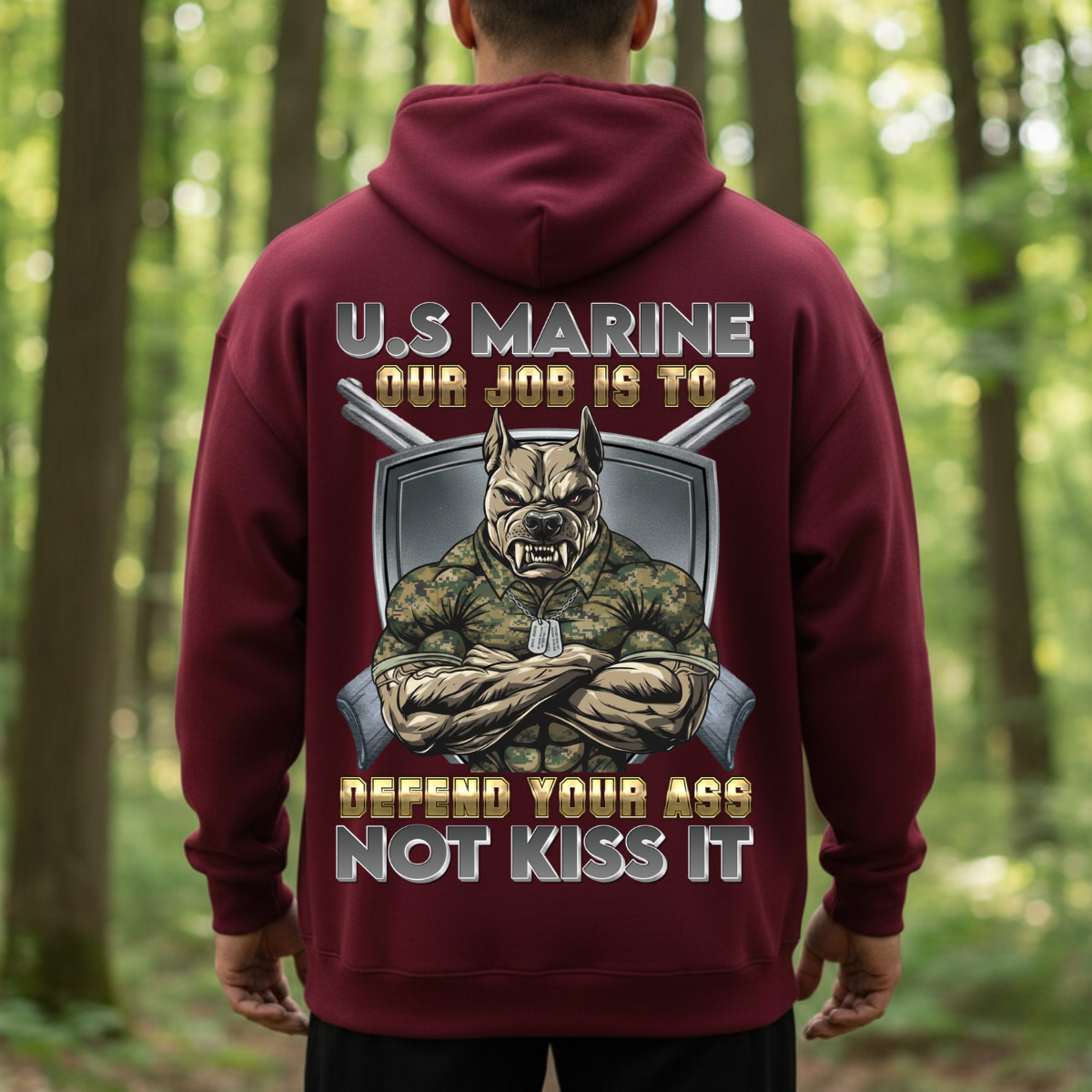 US Marine Shirt – Defend Your Ass Not Kiss It – Funny Military Bulldog Tee