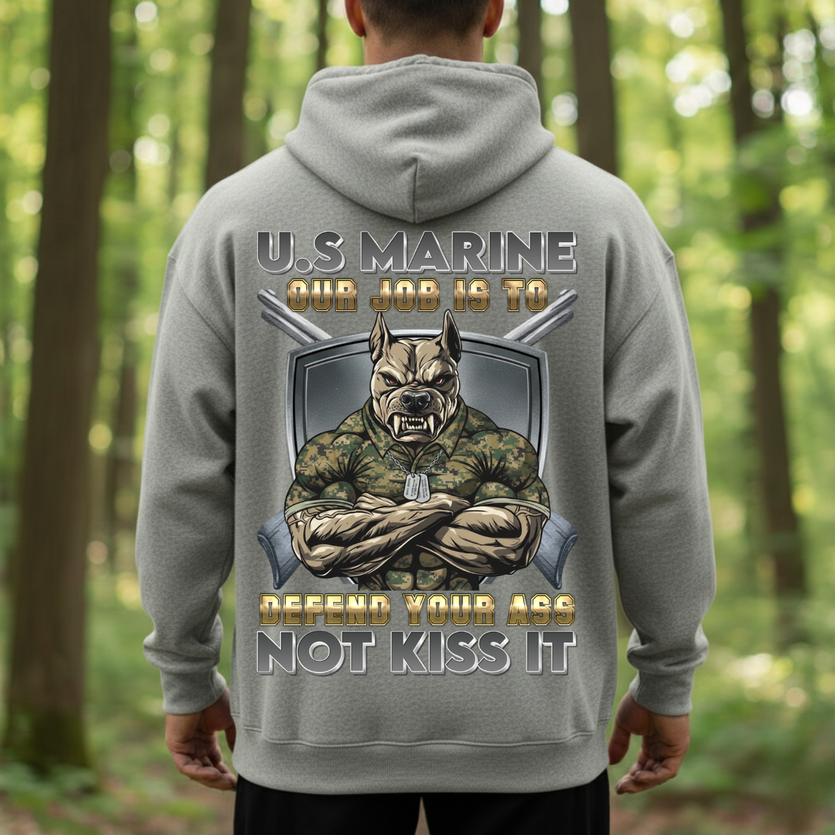 US Marine Shirt – Defend Your Ass Not Kiss It – Funny Military Bulldog Tee