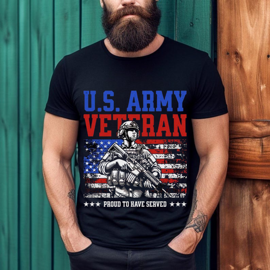 U.S. Army Veteran Shirt – Proud to Have Served – Patriotic American Flag Design – Military Veteran T-shirt