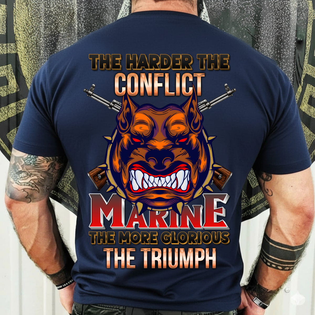 US Marine Shirt – The Harder The Conflict The More Glorious The Triumph – Military Bulldog Tee