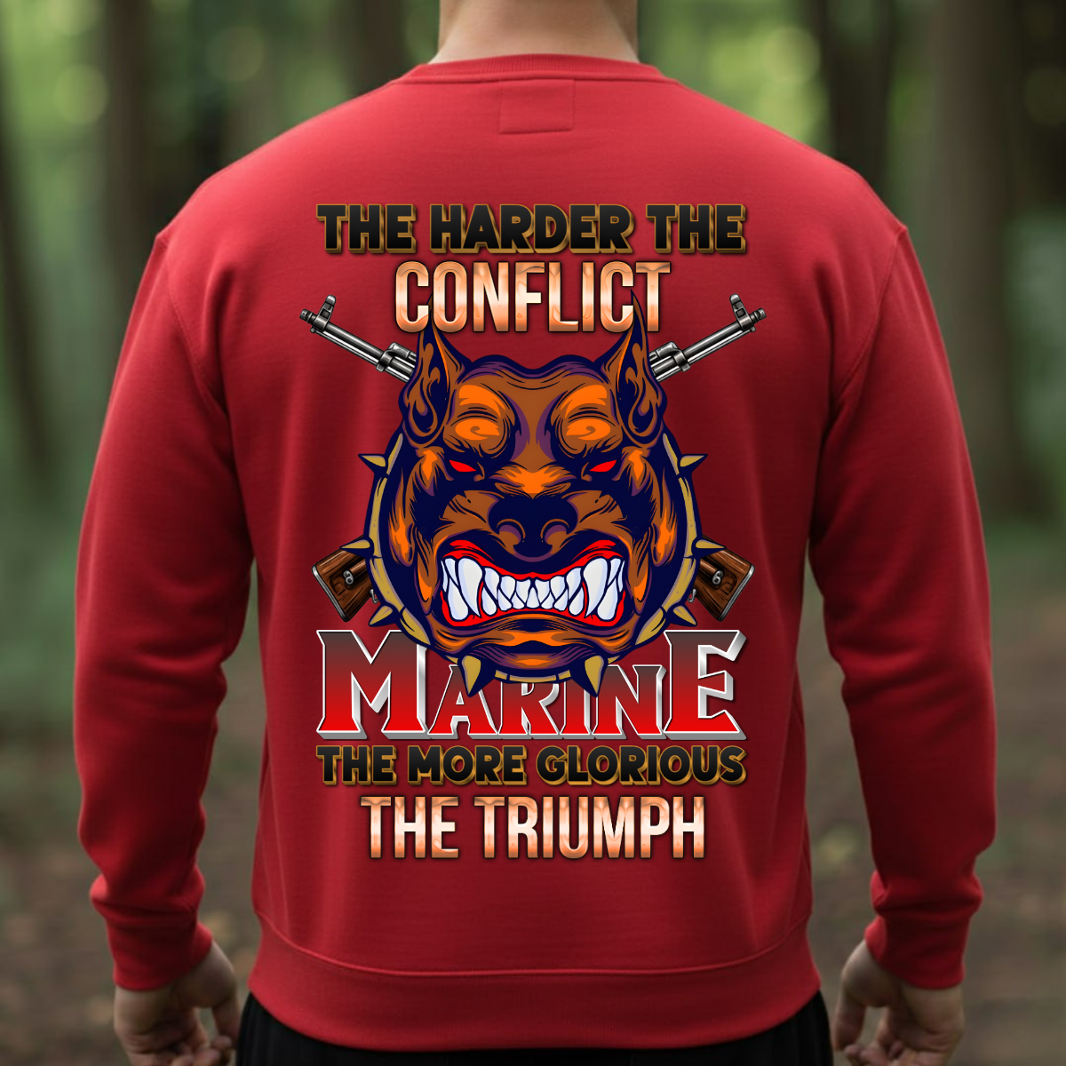 US Marine Shirt – The Harder The Conflict The More Glorious The Triumph – Military Bulldog Tee