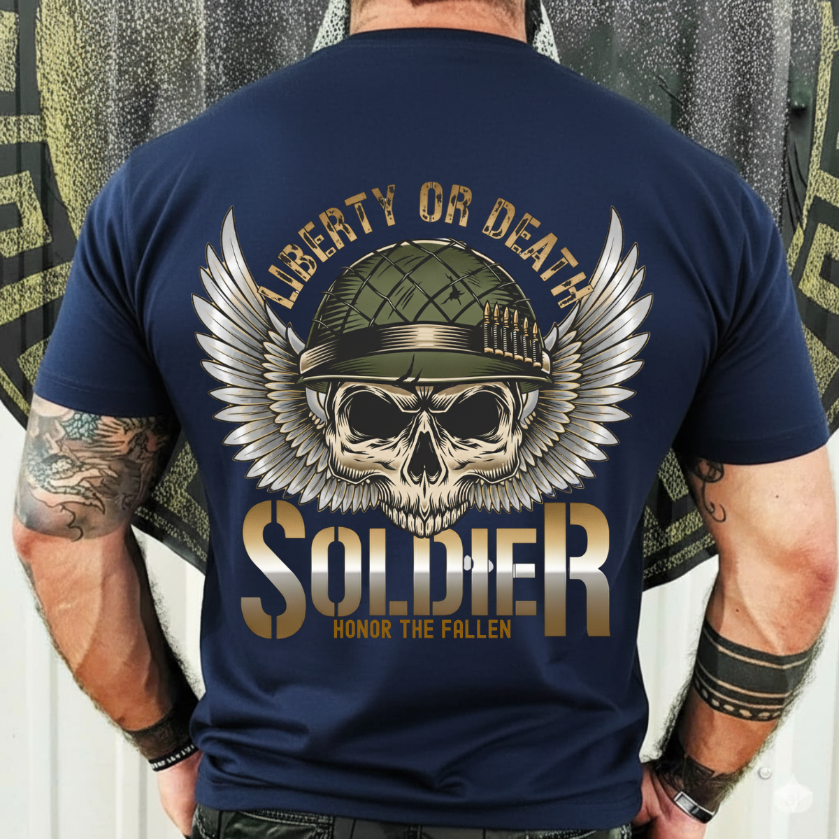 Liberty or Death Soldier Shirt – Honor the Fallen – Military Skull Helmet Tee