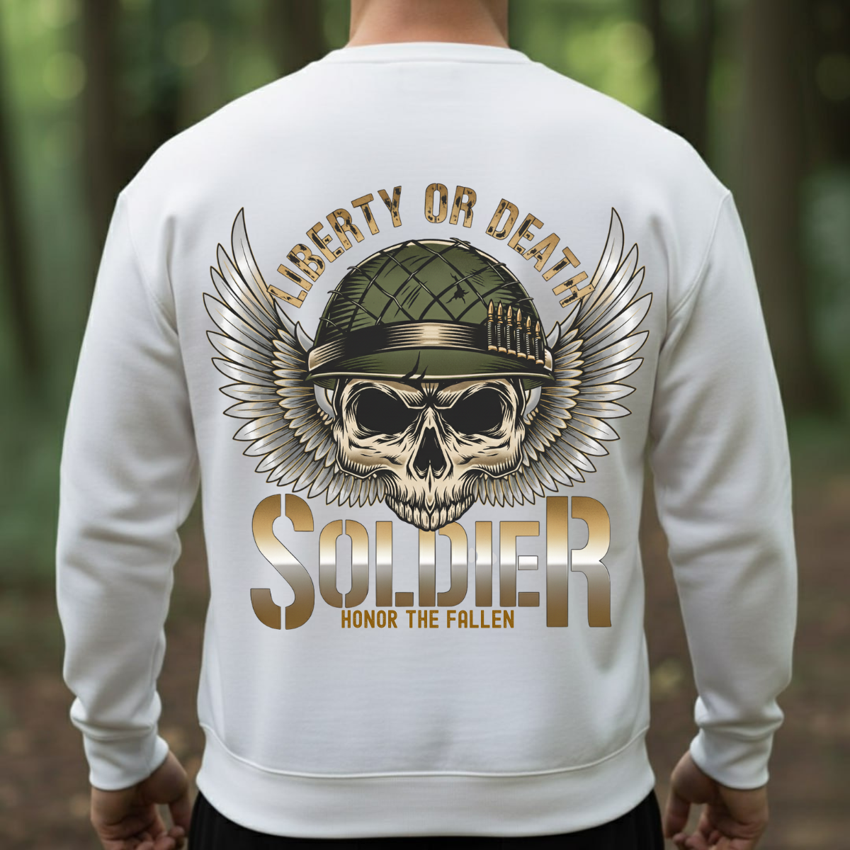 Liberty or Death Soldier Shirt – Honor the Fallen – Military Skull Helmet Tee