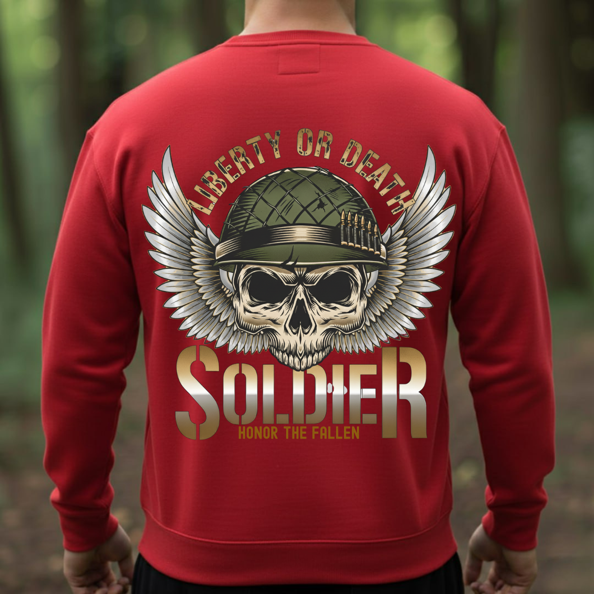 Liberty or Death Soldier Shirt – Honor the Fallen – Military Skull Helmet Tee