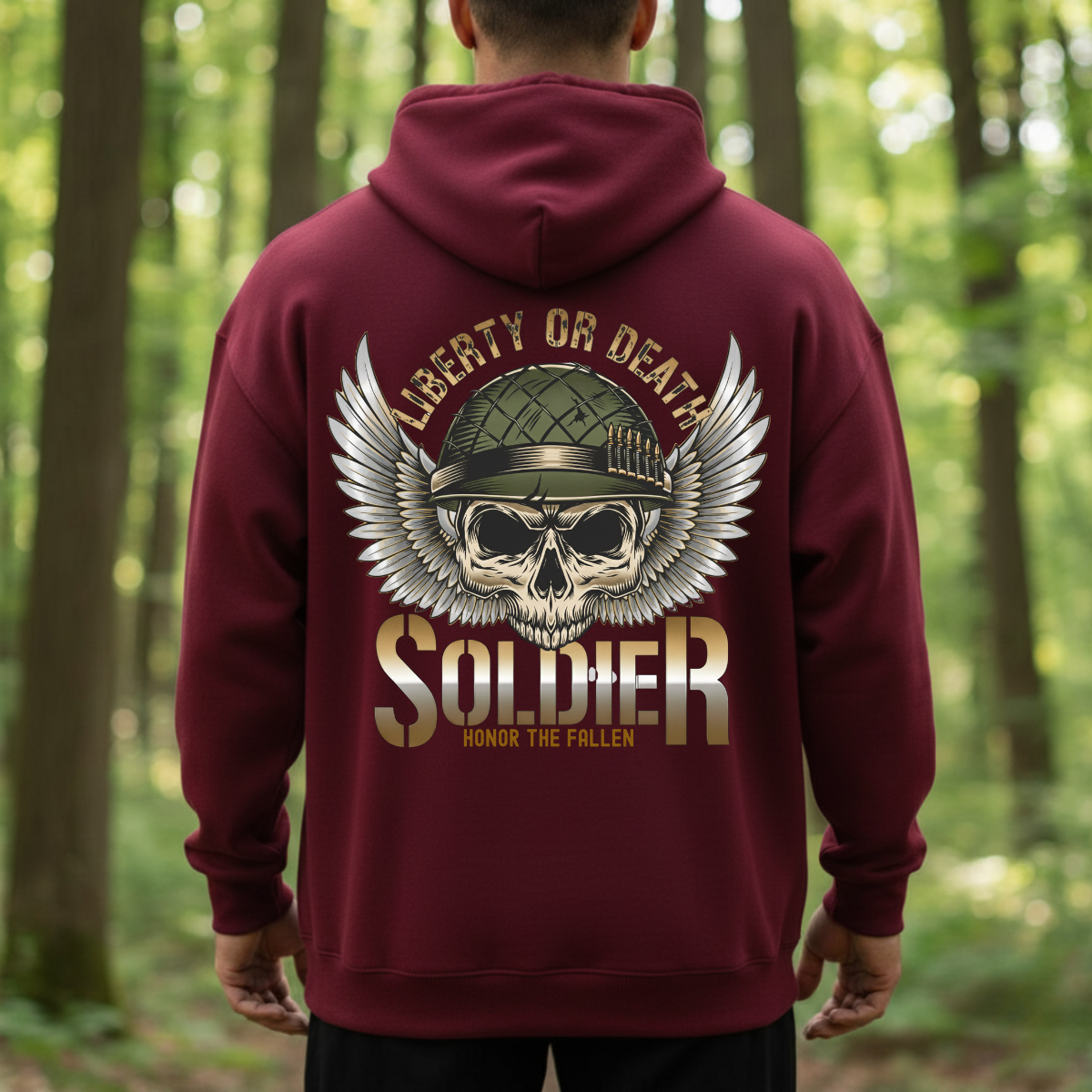 Liberty or Death Soldier Shirt – Honor the Fallen – Military Skull Helmet Tee