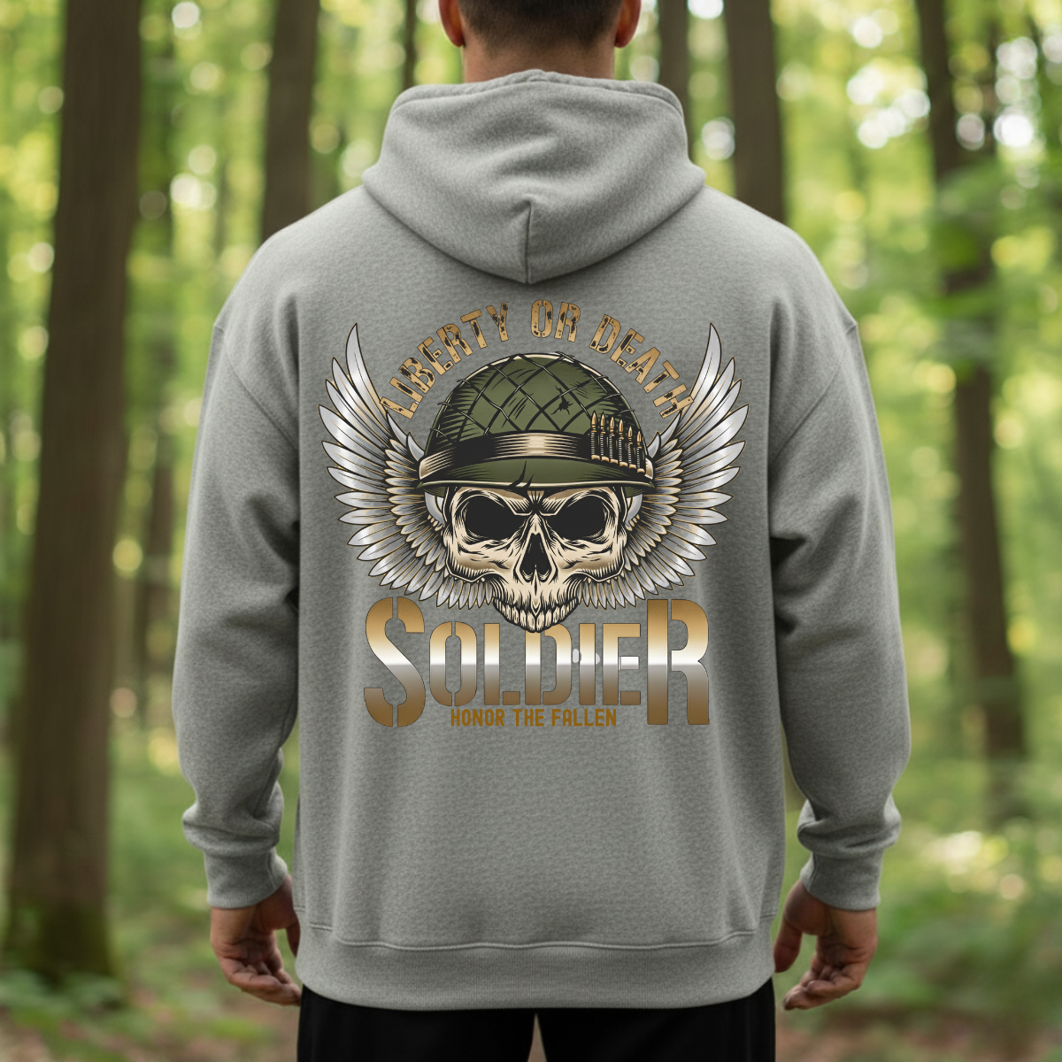 Liberty or Death Soldier Shirt – Honor the Fallen – Military Skull Helmet Tee