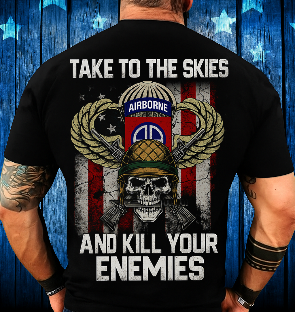 Take to the Skies Airborne T-Shirt – U.S. Army Paratrooper Veteran Shirt for Dad, Husband, or Grandpa
