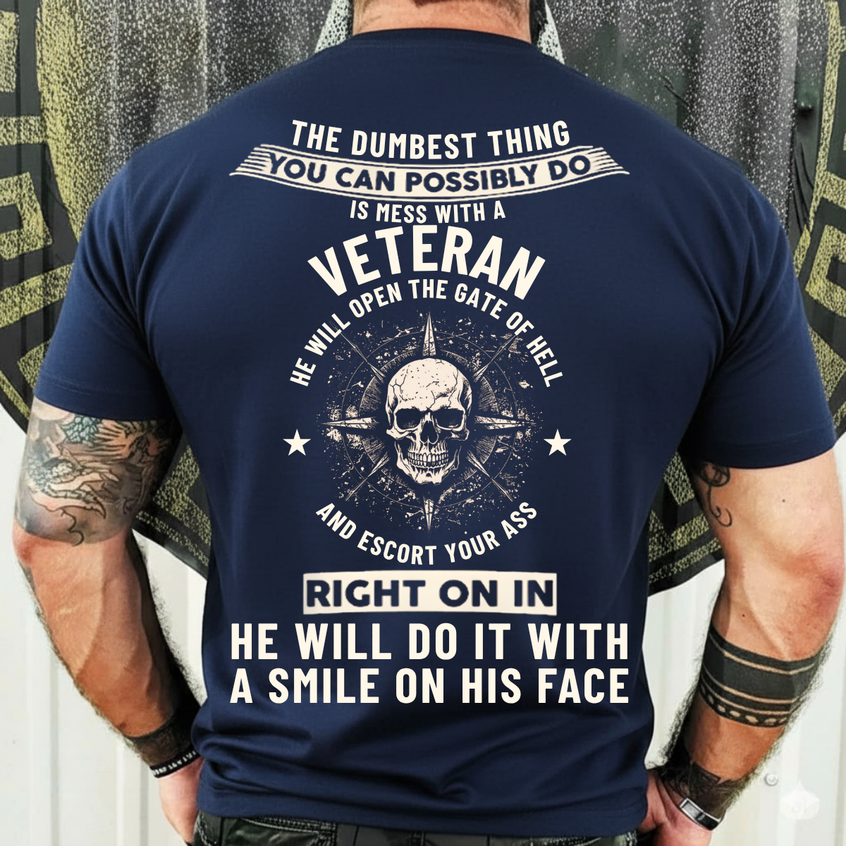 Military T-Shirt, Sweatshirt, Hoodie – Mess With A Veteran Get The Gate Of Hell – Skull Warrior, Patriotic Veteran Clothing
