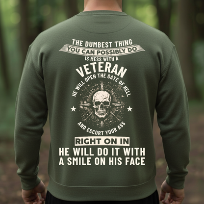 Military T-Shirt, Sweatshirt, Hoodie – Mess With A Veteran Get The Gate Of Hell – Skull Warrior, Patriotic Veteran Clothing