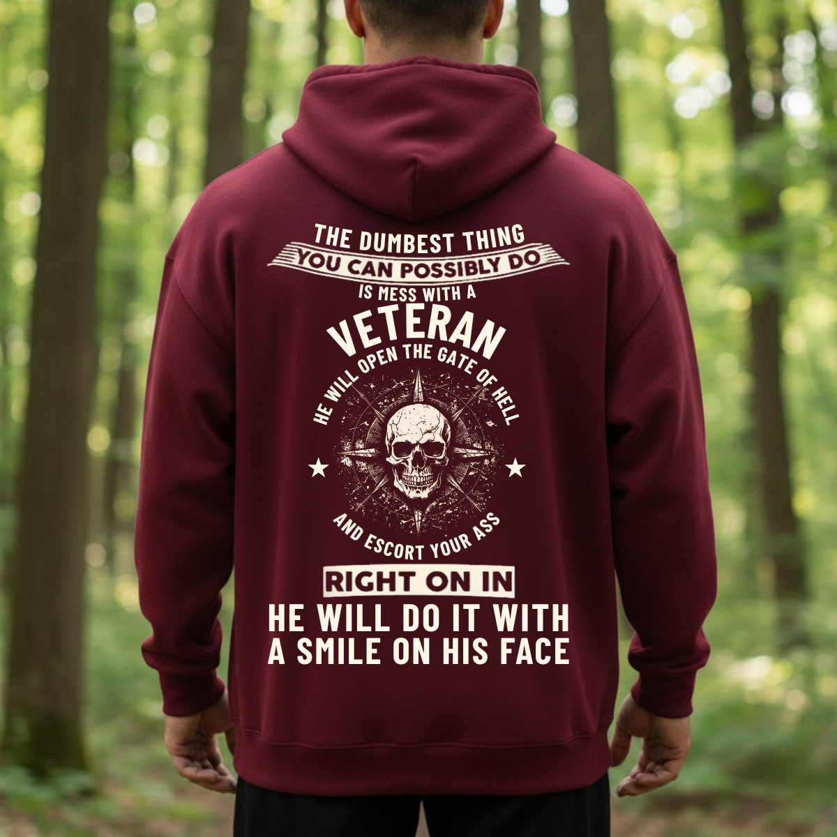 Military T-Shirt, Sweatshirt, Hoodie – Mess With A Veteran Get The Gate Of Hell – Skull Warrior, Patriotic Veteran Clothing
