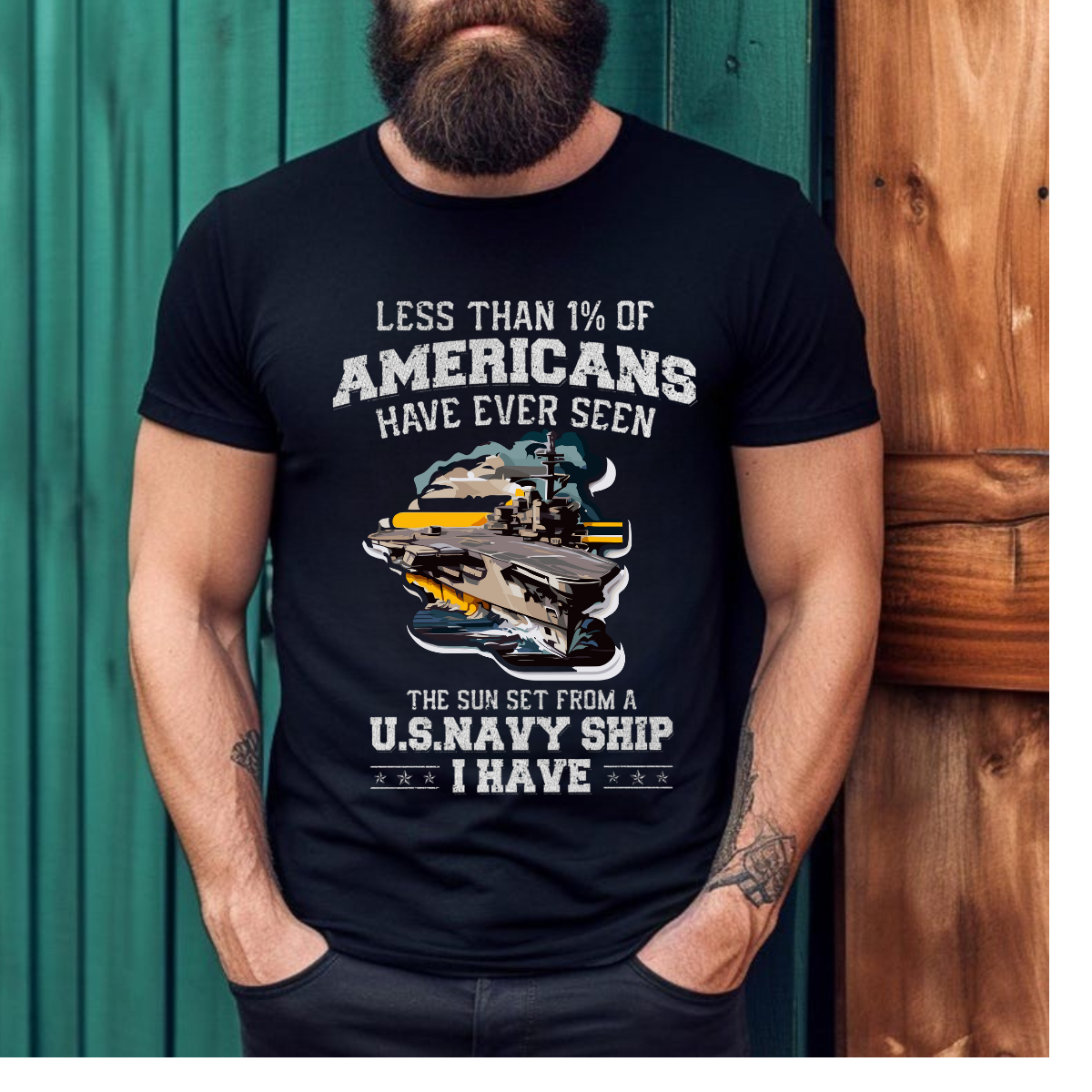U.S. Navy Ship Sunset T-shirt,  Battleship View, Military Apparel, Veteran Pride