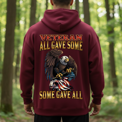 Veteran T-Shirt, Sweatshirt, Hoodie – All Gave Some Some Gave All – Patriotic Bald Eagle Shirt