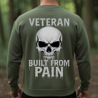 Built From Pain Veteran T-Shirt, Hoodie, Sweatshirt – Tactical Skull Design – Warrior Gift for Veteran's Day