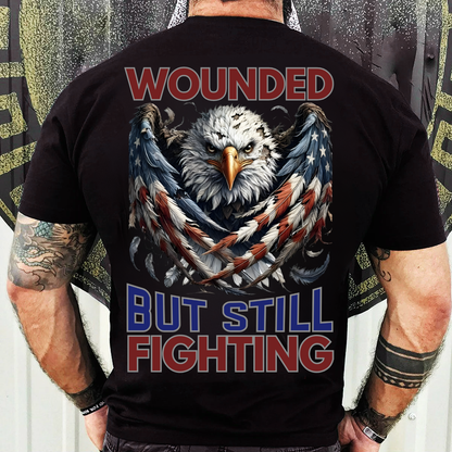 Bold Eagle Graphic T-Shirt, Sweatshirt, Hoodie - Wounded But Still Fighting Spirit - Veteran Pride Outfit, Patriotic Gift For Hero