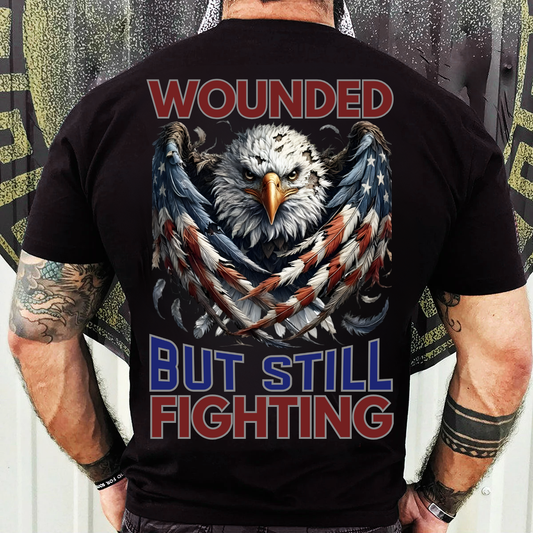 Bold Eagle Graphic T-Shirt, Sweatshirt, Hoodie - Wounded But Still Fighting Spirit - Veteran Pride Outfit, Patriotic Gift For Hero