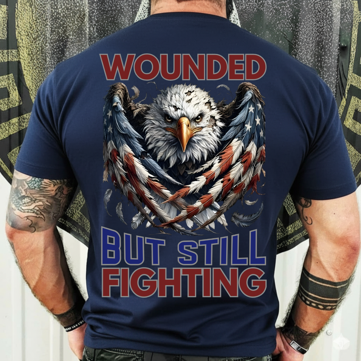 Bold Eagle Graphic T-Shirt, Sweatshirt, Hoodie - Wounded But Still Fighting Spirit - Veteran Pride Outfit, Patriotic Gift For Hero