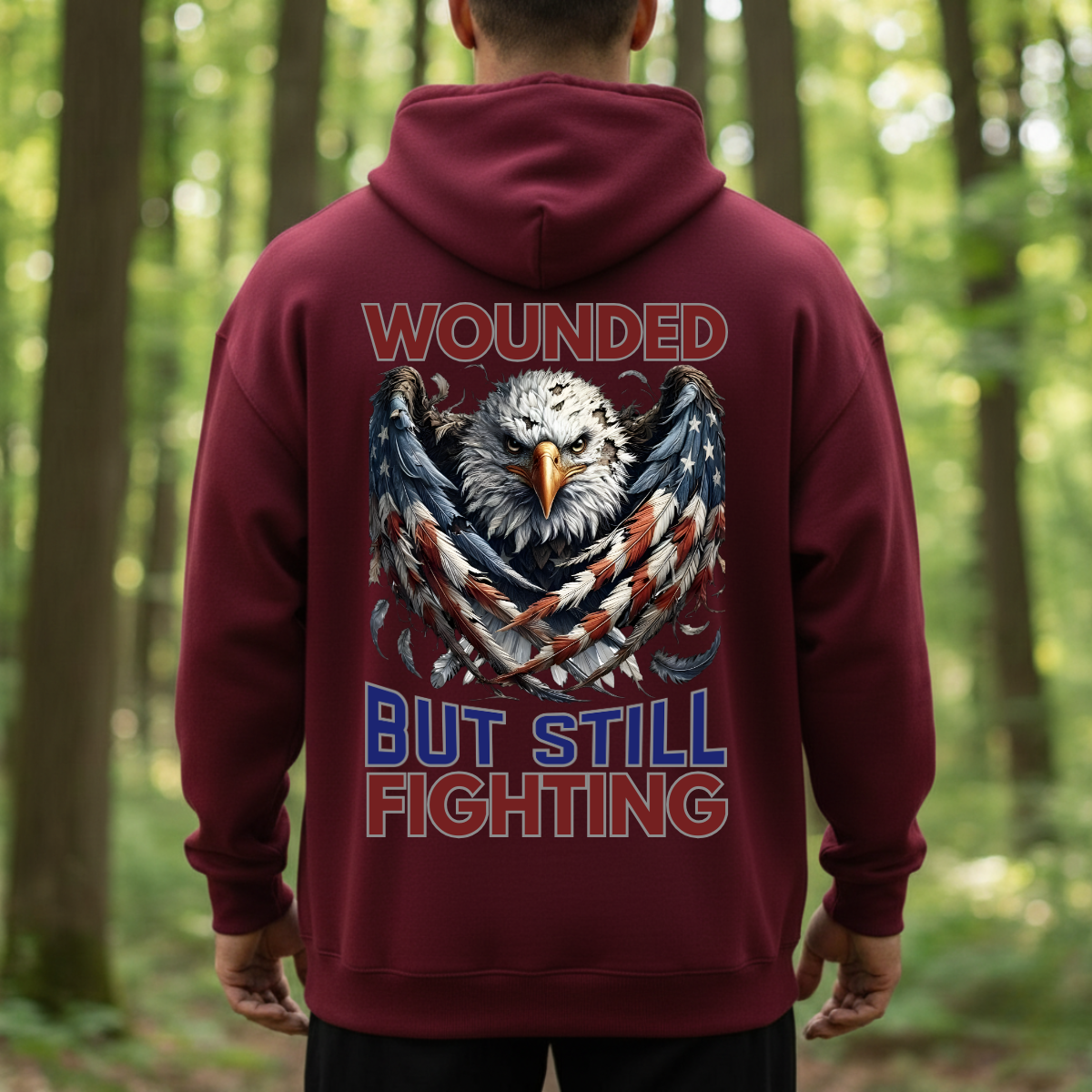 Bold Eagle Graphic T-Shirt, Sweatshirt, Hoodie - Wounded But Still Fighting Spirit - Veteran Pride Outfit, Patriotic Gift For Hero