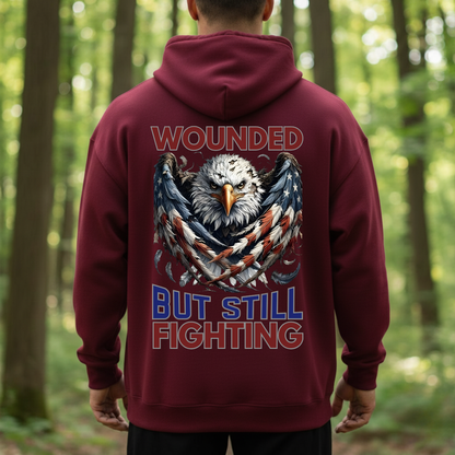 Bold Eagle Graphic T-Shirt, Sweatshirt, Hoodie - Wounded But Still Fighting Spirit - Veteran Pride Outfit, Patriotic Gift For Hero