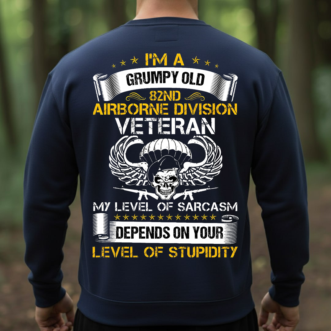 Grumpy Old 82nd Airborne Division Veteran T-Shirt - Funny Sarcastic Military Skull Tee for Army Veterans